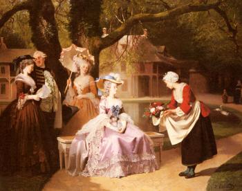 約瑟夫 卡羅 Marie Antoinette and Louis XVI in the Garden of the Tuilerie